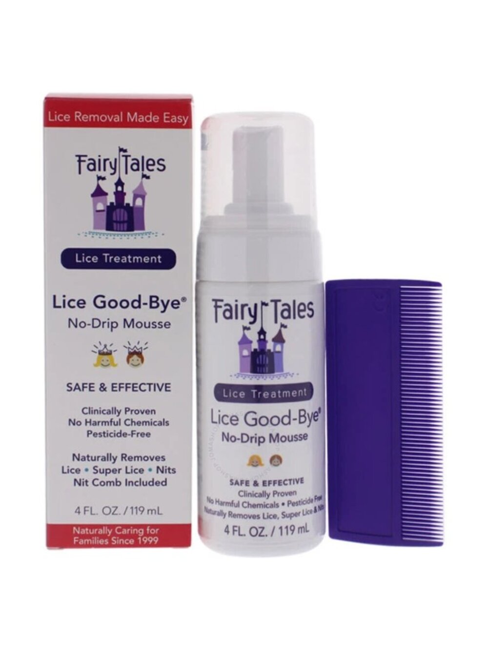 Fairy Tales Lice Good-Bye No-Drip Mousse 4 oz + Nit Comb NEW
